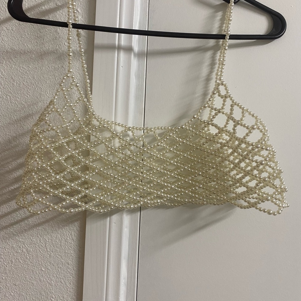 Pearl Beaded Crop Top